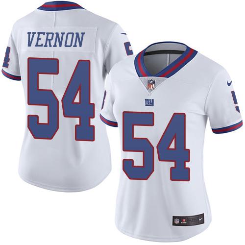 Nike Giants #54 Olivier Vernon White Women's Stitched NFL Limited Rush Jersey - Click Image to Close